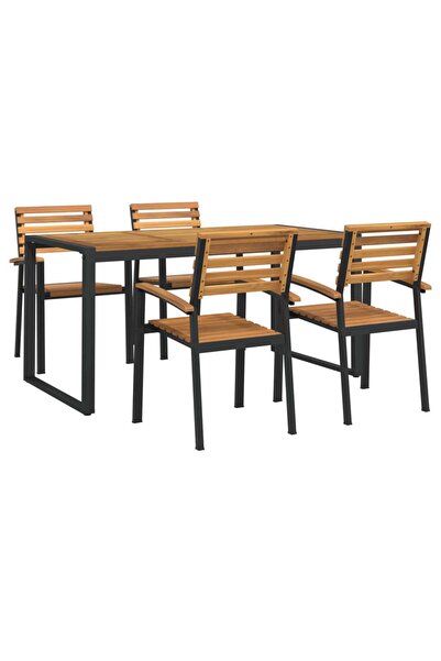 Concept Σετ επίπλων κήπου, 5 τεμάχια, από μασίφ ξύλο ακακίας και μέταλλο