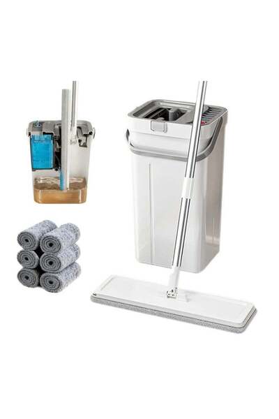 rayze Mop and Bucket Set, Flat Floor Mop and Bucket with Scraper, 360° Rotata...