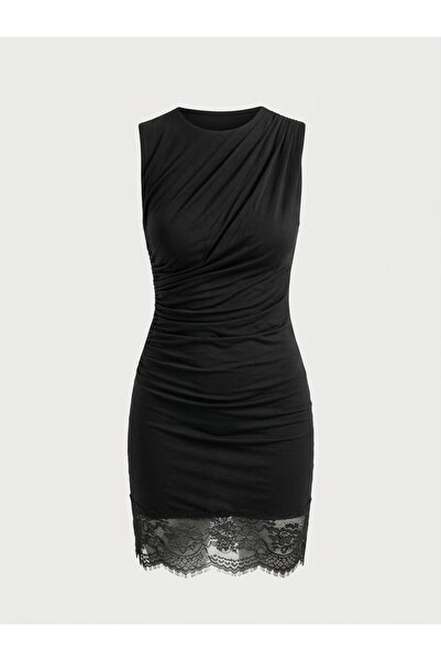 BY SE'MAS WEAR Streç Lace Piece Drapelled Short Dress