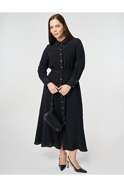 Kayra Με λεπτομέρεια αγκράφας Κρεπ Φόρεμα Μαύρο