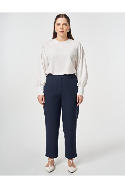 Kayra Carrot Cut Trousers Dark Navy Blue