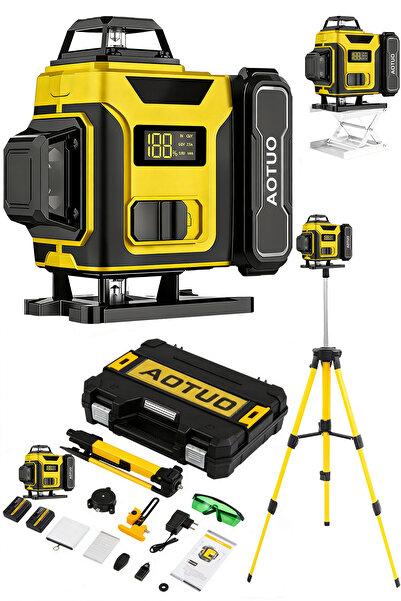 AOTUO ميزان ليزر ذاتي التسوية 360 درجة، ميزان ليزر بشعاع 16 خطًا، ميزان ليزر ...