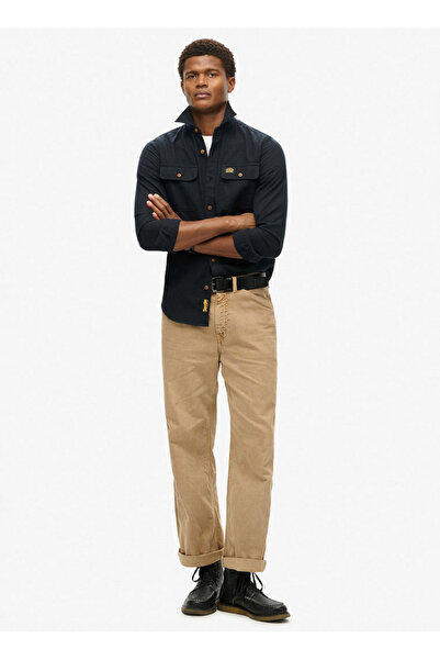 SUPERDRY Regular Fit Siyah Düz Erkek Gömlek M4010723A-12A