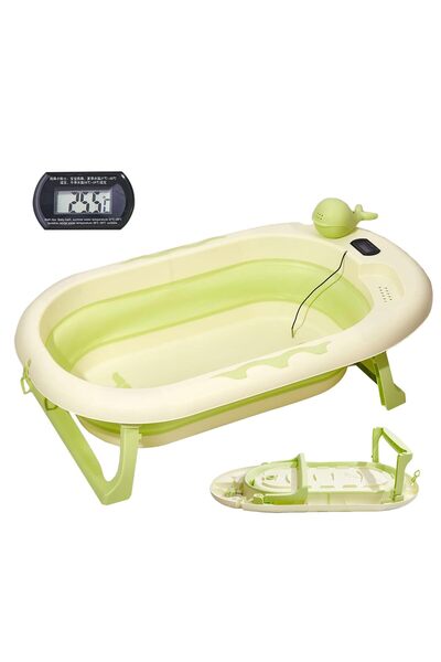 Arabest Collapsible Baby Bathtub with Thermometer - Infant Bathtub with Drain...