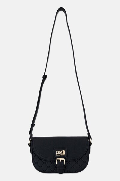 Cavalli Class Women Embossed Logo Cross Body Bag, Black