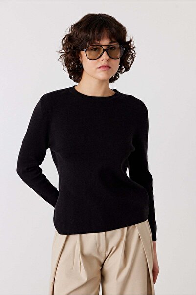 FACETTE Basic Long Sleeve Knitwear Sweater Black