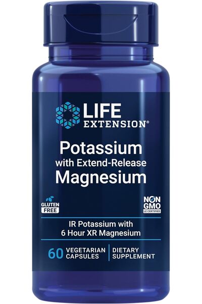 Life Extension كبسولات المغنيسيوم مع البوتاسيوم بطيئة الإطلاق نباتية - 60 كبس...