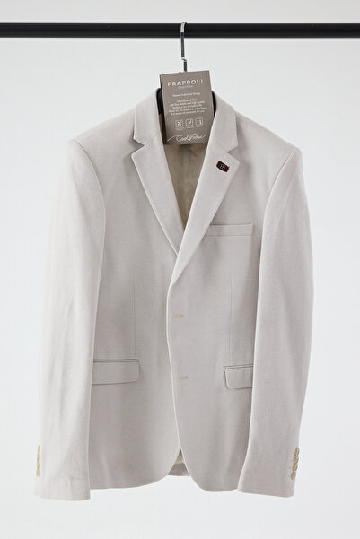 Frappoli Poçena Men's Beige Stretchy Fabric Slim Fit Sports Blazer Jacket (La...