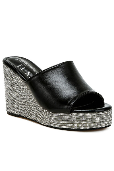 london Rag Women Wedge Heel Peep Toe Sandals in Black