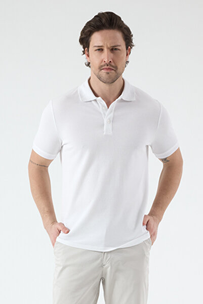 Frappoli Ανδρικό μπλουζάκι Volfe, λευκό, 100% βαμβακερό, με λεπτομέρεια στο γ...