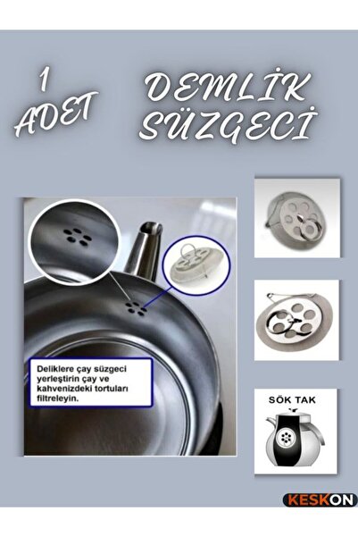 Keskon (1 Adet) Demlik İçi Sök Tak Çay Süzgeci – Paslanmaz Çelik, Dayanıklı, ...