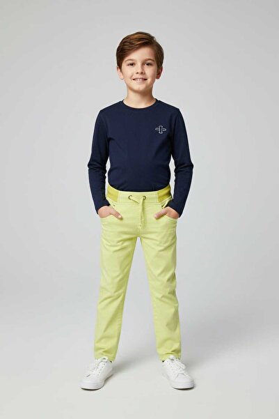 STITCH by MH بنطلون تشينو أصفر ليموني مخطط برباط للخصر للأولاد | المقاسات من ...