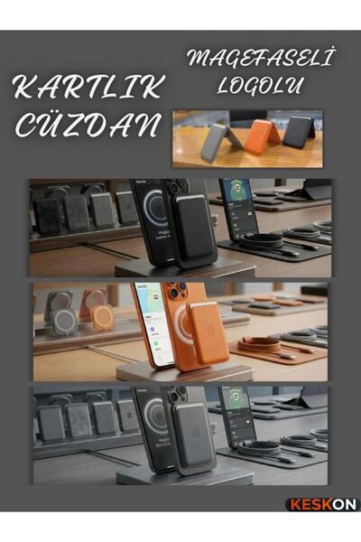 Keskon MagSafe Özellikli Standlı Logolu Cüzdan | Manyetik Telefon Kartlık | D...