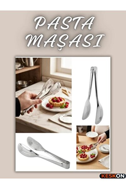 Keskon Pasta Maşası – Paslanmaz Çelik Servis Maşası, Kaymaz Tutuşlu Mutfak Se...