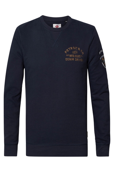 Petrol Industries Pullover Unifarbener Langarmpullover mit Rundhalsausschnitt...