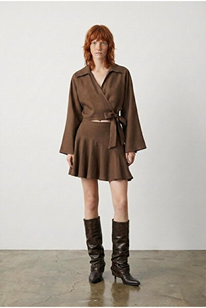 Quzu Women's Skirt Etk01701 Brown