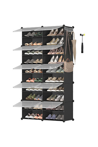 SONGMICS Modular Shoe Cabinet with 10 Compartments, 40x30x30cm Module, Black