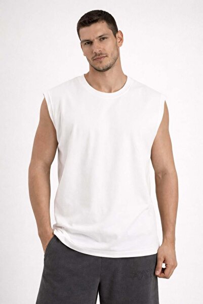 Valiberta Mantius oversized Ανδρικό Αμάνικο T-Shirt με λαιμόκοψη - Λευκό