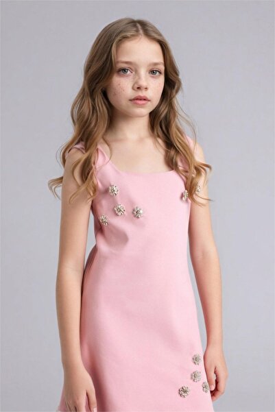 DeFacto Φόρεμα με λεπτομέρεια από πέτρα και τιράντες για κορίτσια G7084A826SM