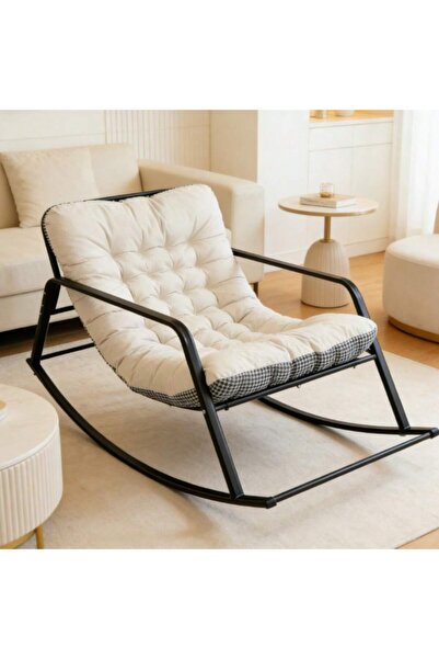 Mtanvxay Trendy Houndstooth Upholstered Rocking Chair, Comfortable Armchair f...