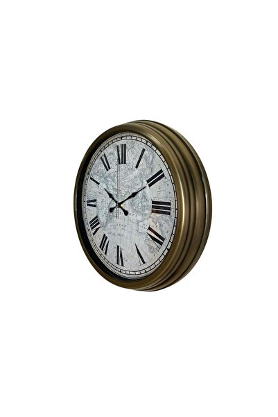 BY NEVSER Antique World 40 Cm Eskitme Metal Duvar Saati