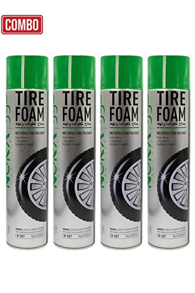 Nora منظف ​​رغوي للإطارات من كومبو، 4 قطع، بخاخ N-507، ينظف ويلمع ويحمي الإطا...