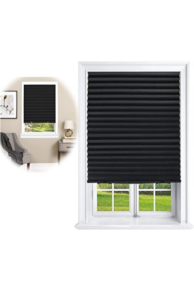 Aputue Pleated Window Shades, Temporary Blinds Cordless Blackout Pleated Fabr...