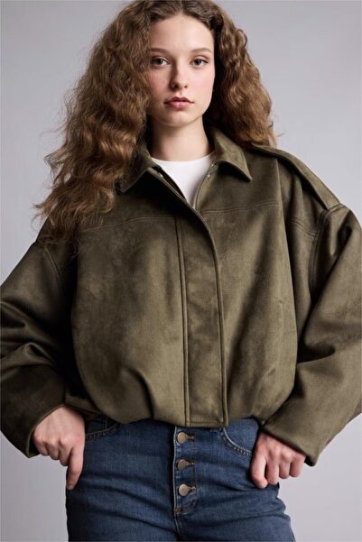 FAMODA Khaki Suede Epaulet Bomber Jacket