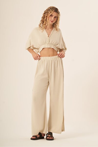 Whitefin Galatea Hair Braided Pants Stone