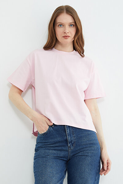 Fulla Moda Μπλούζα Basic Κροπ με Γιακά Crew