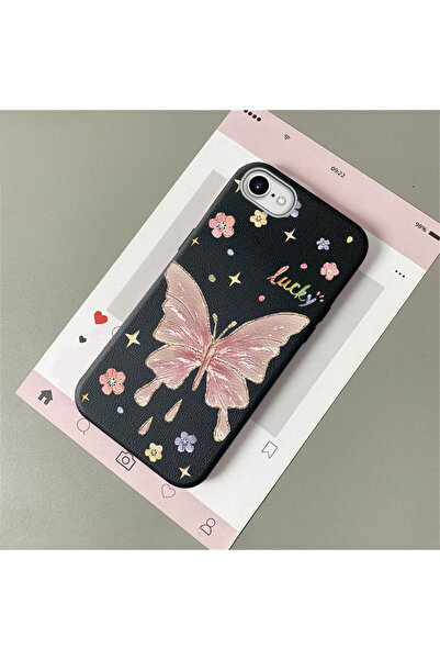 CASEVIBE iPhone 7/8/SE 2020 2022 Uyumlu Güzel kelebek desenli deri dokulu tel...