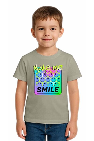SEDİRLİ Unisex Smile Printed Kids T-Shirt, Cotton Count Combed Cotton Fabric