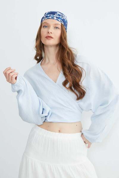 Fulla Moda Μπλούζα με μανίκια νυχτερίδας Με δέσιμο στο μπροστινό μέρος