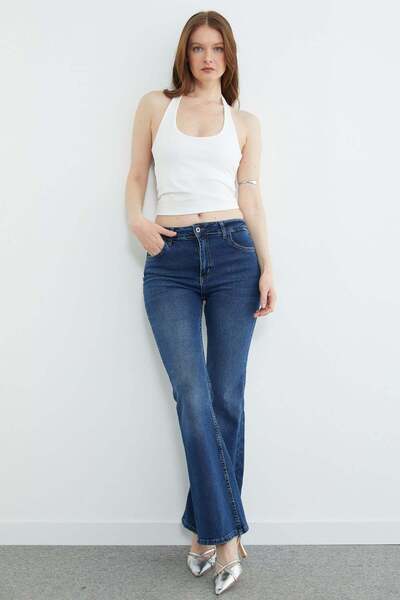 Fulla Moda High Waist Zipper Flare Jeans