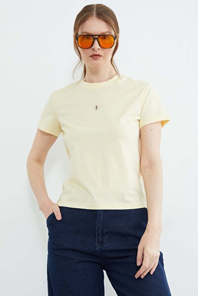 Fulla Moda Metal-Accented Crew Neck T-Shirt