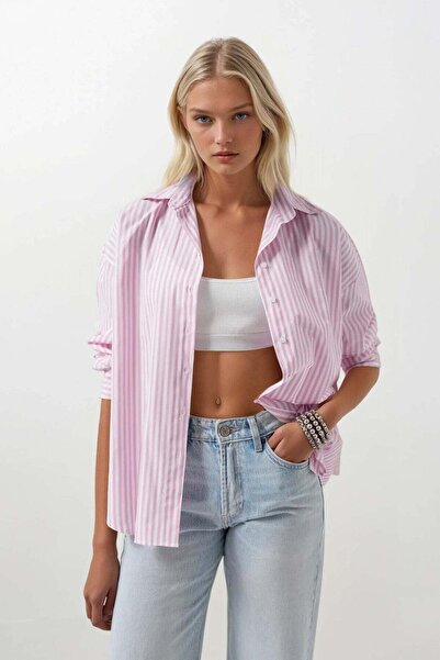 Maison Laudace Çizgili Detay Oversize Sarı Gömlek