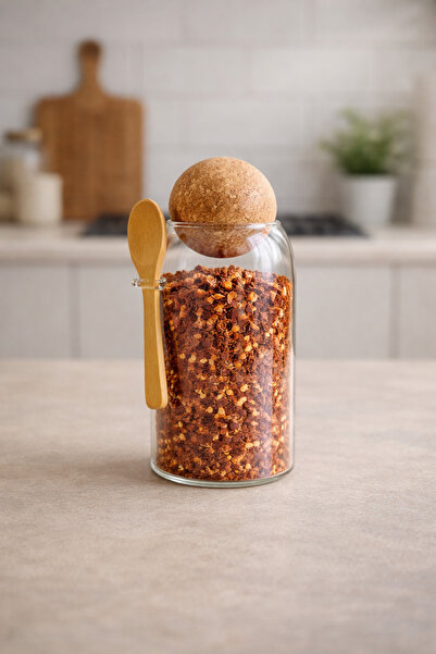 Kitchen Way Borosilicate Jar with Cork Lid and Bamboo Spoons Kw-386B