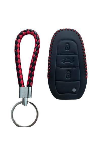 AutoHan Keys Leather Key Case Cover for Peugeot 308, 508, 2008, 3008, 4008, 5...
