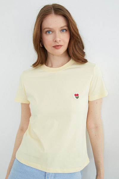 Fulla Moda تي شيرت فلورال مطرز برقبة دائرية