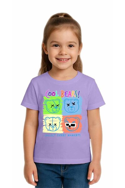 SEDİRLİ Unisex Teddy Bear Printed Kids T-Shirt Cotton Count Combed Cotton Fabric