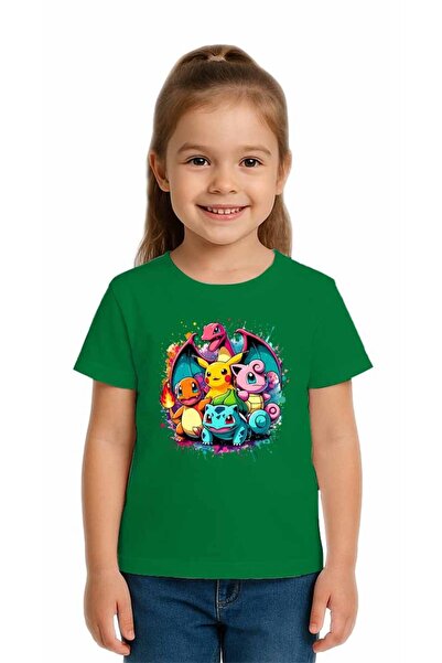 SEDİRLİ Unisex Pokemon Printed Kids T-Shirt Cotton Combed Cotton Fabric