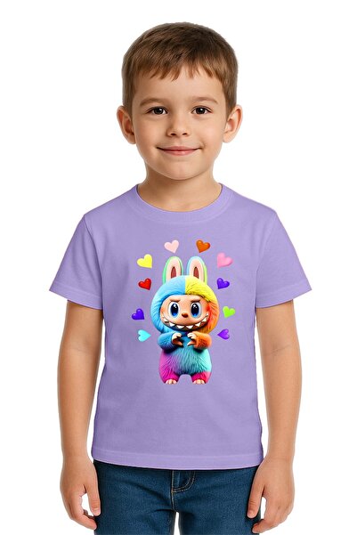 SEDİRLİ Unisex Labubu Printed Children's T-Shirt Cotton Count Combed Cotton F...