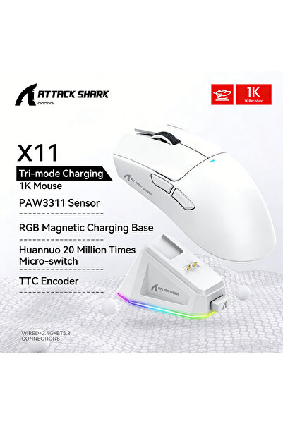 Attack Shark X11 59g Superlight Wireless Gaming Mouse with Grip Tape, 5 Progr...