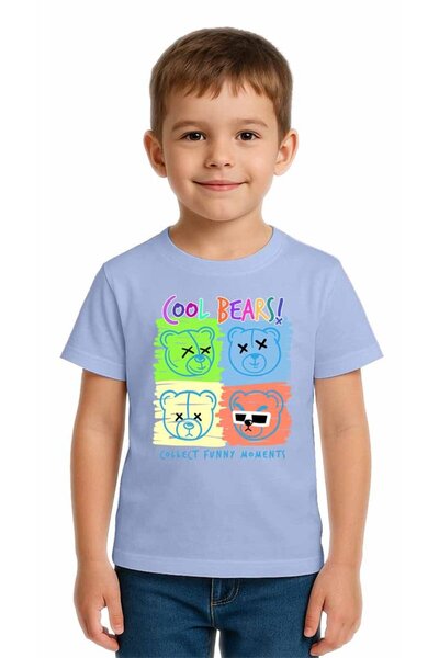 SEDİRLİ Unisex Teddy Bear Printed Kids T-Shirt Cotton Count Combed Cotton Fabric