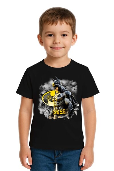 SEDİRLİ Tricou unisex pentru copii Batman cu imprimeu bumbac bucăți din bumba...