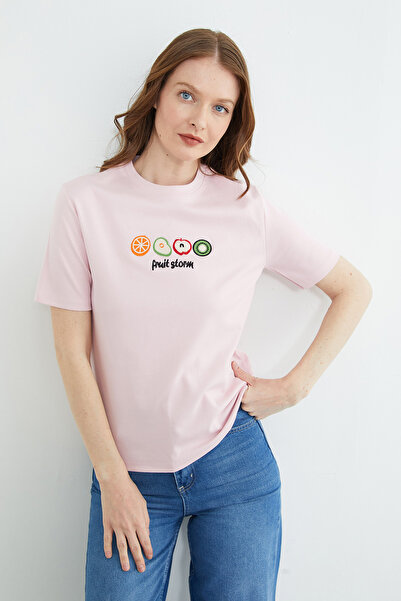 Fulla Moda Voćna Vezena okrugla kragna majica