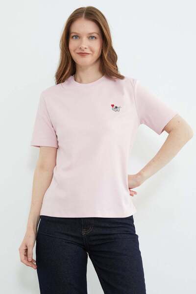 Fulla Moda Μπλουζάκι Fil Με κέντημα με λαιμόκοψη ποδηλάτου