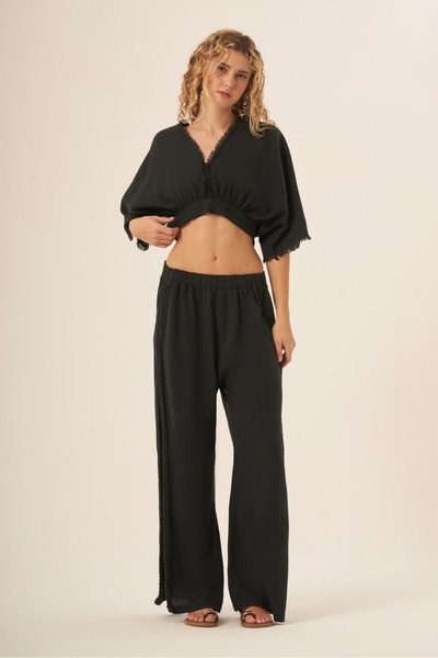 Whitefin Galatea Hair Braided Trousers Anthracite