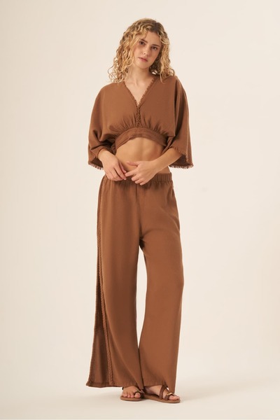 Whitefin Galatea Hair Braided Trousers Mink