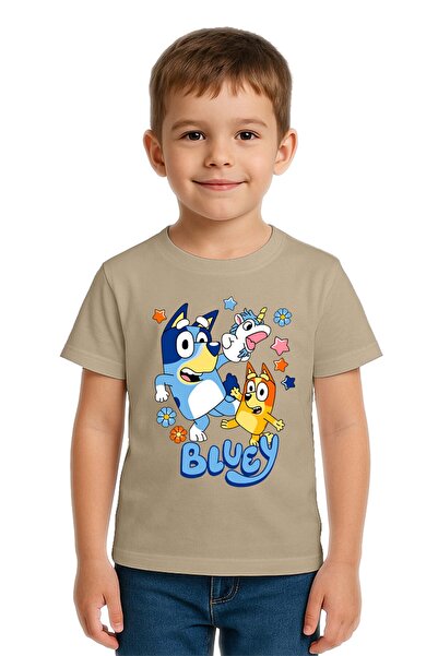 SEDİRLİ تي شيرت للأطفال من الجنسين من Bluey مطبوع مصنوع من قماش قطني ممشط قطن...
